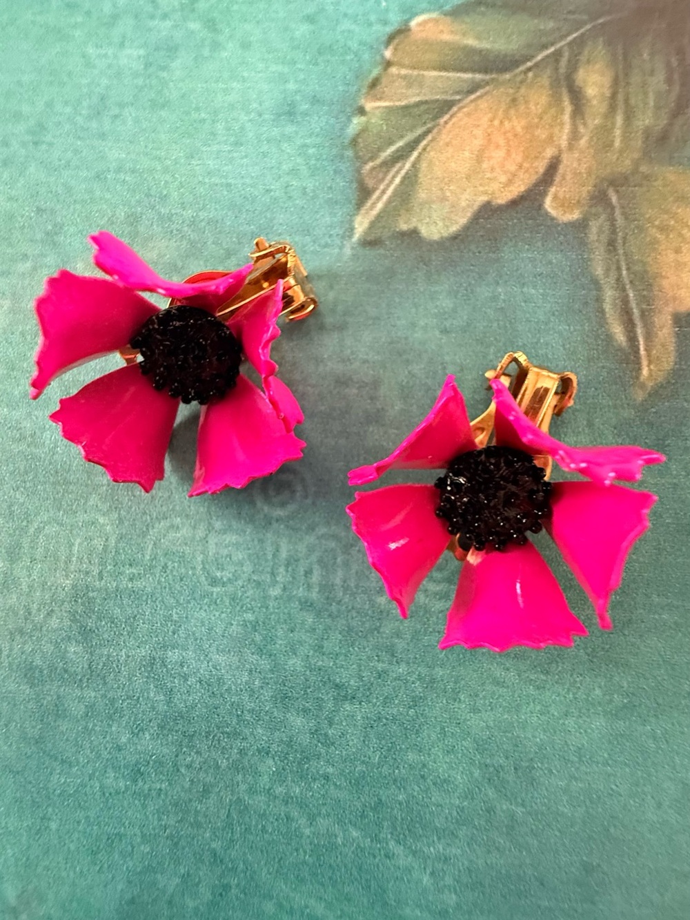 Hot Pink Floral Pierced Earrings - Elegant Women's Jewelry